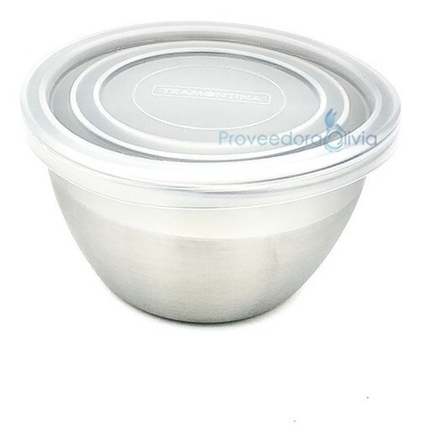 Imagen 2 de 6 de Tazón Bowl Tramontina Acero Inox 0,9cm Recipiente C/tapa