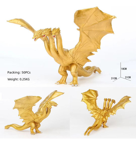 Dragón De Tres Cabezas Figura Dragón Dorado De Segunda