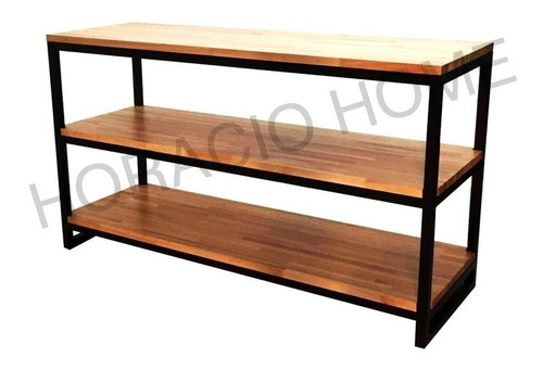 Rack Tv Juego Living Muebles Hierro Y Madera- Horacio Home