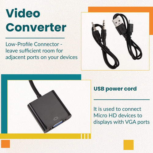 Cable Adaptador Micro A Vga, Convertidor De Vídeo De 1080p C