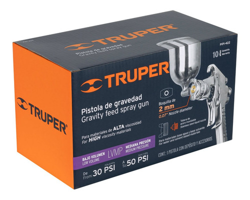 Imagen 5 de 7 de Pistola Para Pintar De Gravedad C Boquilla 2 Mm Truper 13060