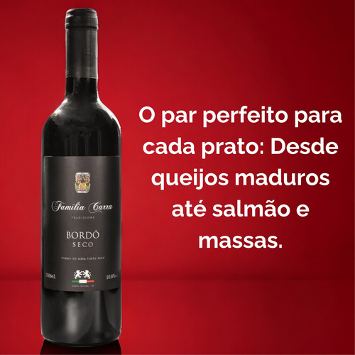 Kit 3 Vinhos Família Carra Tinto De Mesa Bordo Suave 750 Ml