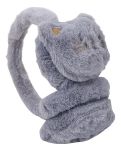 Orejeras Abrigadas P/ Invierno Calentitas Animales Cute Soft Gatito Gris