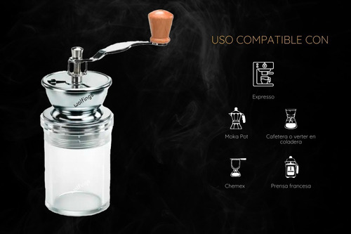 Imagen 5 de 10 de Molinillo Cafe Manual Con Muelas Granos Semillas Premium