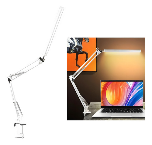 Luminária De Mesa Led Com Braço Articulado E Garra 10 Modos