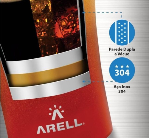 Imagem 3 de 5 de Copo Térmico De Cerveja 500ml Vermelho Red Rose - Arell