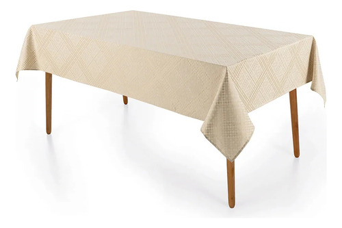 Toalha De Mesa Retangular 8 Lugares Jacquard 2,70x1,60 Bege Beamon