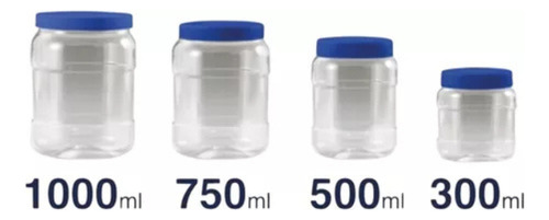 Frasco Plástico Redondo C/tapa A Rosca 1000 Ml X 8 Unidades