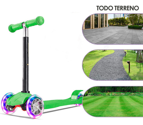 Scooter Patin Del Diablo Colores Niños Y Niñas 3 Llantas Color Verde