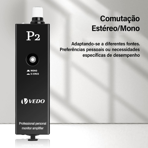 VEDO Vd-p2 Amplificador Fone Ouvido Hifi Interface Áudio Xlr 3,5m Cor Preto
