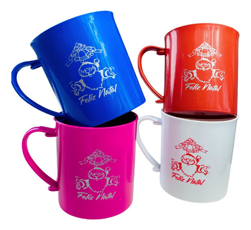 70 Caneca Plástica 400ml Lembrancinha Feliz Natal Promoção