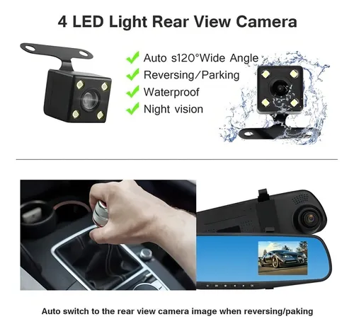 Espejo Retrovisor Camara Dvr Hd Delantera Y Trasera Vision N