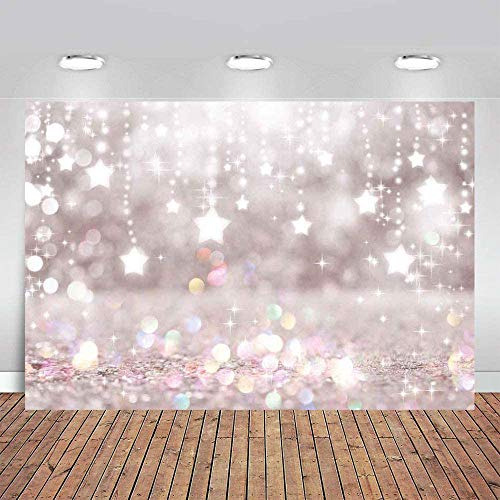 7x5ft Fabric Glitter Ivory Bokeh Abstract Shiny Star For