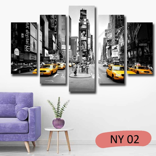 Imagen 5 de 10 de Cuadros Nueva York 150x100 Poliptico Tela Brooklyn Ciudades