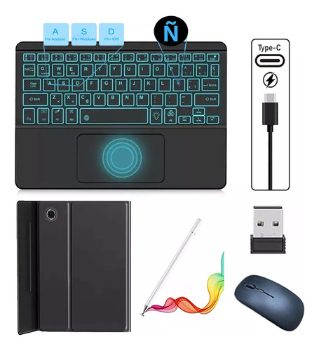 Funda Con Teclado Táctil Para Galaxy Tab A9 Plus11\\ Mouse