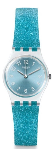 Reloj Swatch Mujer Glitter Celeste Originals Lk392 Silicona Color del bisel Transparente