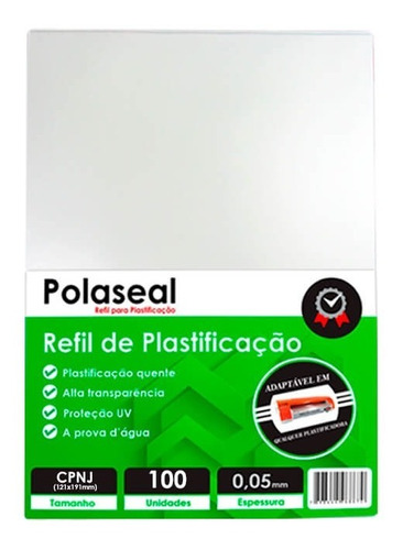 Polaseal Plástico Para Plastificação Cnpj 121x191x0,05mm 100