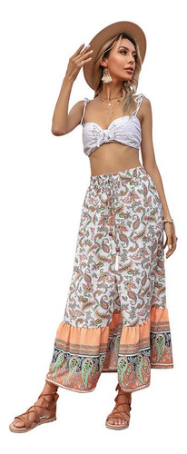 Casual Falda Dama De Playa Larga De Floreado Estlio Bohemio