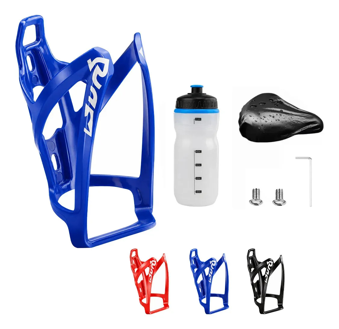 Pack Portabidón y Botella de 750 ml para Bicicleta, con Funda Impermeable y Herramientas