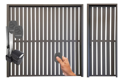 Porton Levadizo Y Puerta Haciendo Juego De Tablillas Gris Oscuro