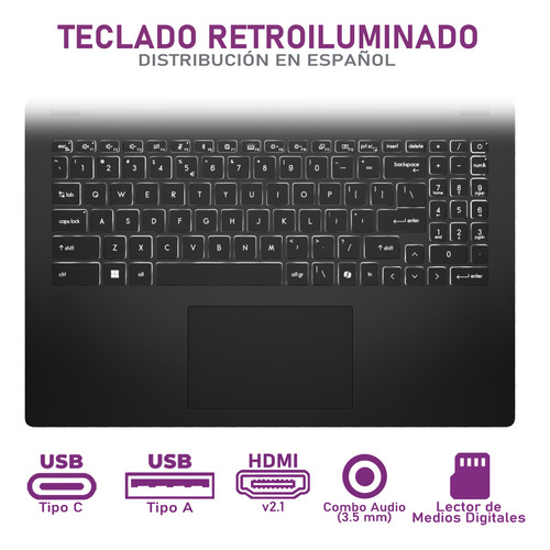 Laptop Msi Modern 15 H Ai Core Ultra 5 16gb 512gb + Mouse Negro