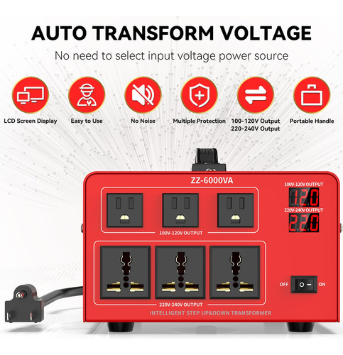 Convertidor De Voltaje De 6000 W, Convertidor De Potenc...
