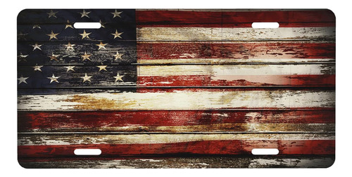Placa De Matrícula Con Bandera Estadounidense Sobre Tablas, 
