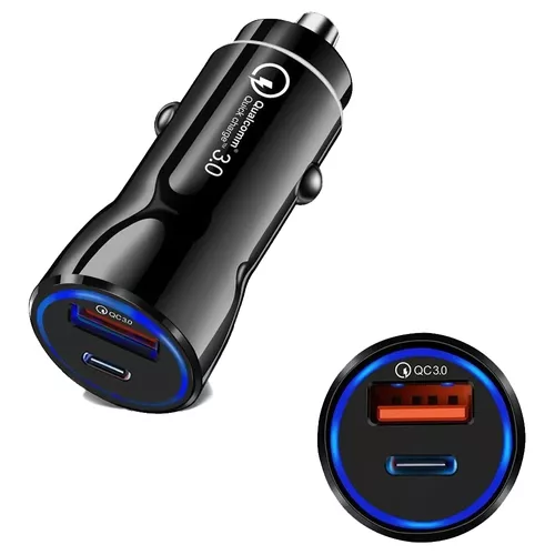 Cargador Rápido para Auto con Doble Puerto USB - Tipo C