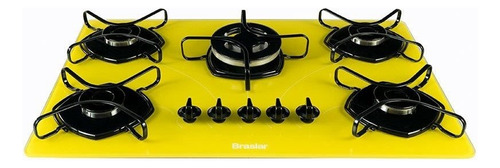 Fogão Cooktop 5 Bocas Tripla Chama Super Aut. Braslar Cor Amarelo