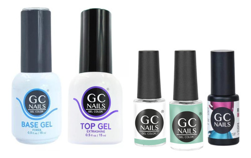  Kit Rubber, Top, Base, Bond 1 Y 2. Gel Para Uñas. Gc Nails.