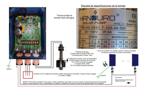 Imagen 2 de 2 de Bomba Sumergible 3 Pulgadas 500w Handuro Pulgadas 100mts