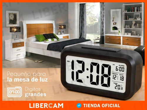 Imagen 7 de 10 de Reloj Despertador Digital Cristal Liquido Alarma Temperatura