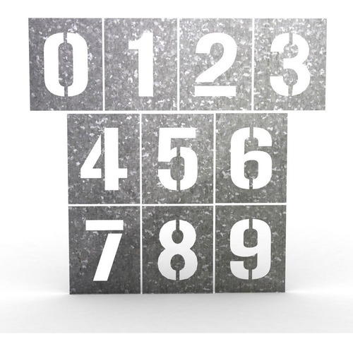 Stencil  De Números Vazados Em Chapa 0 Ao 9 5cm + 5 Letras