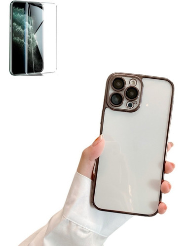 Funda Transparente De Pc Con Película De Lente Para iPhone