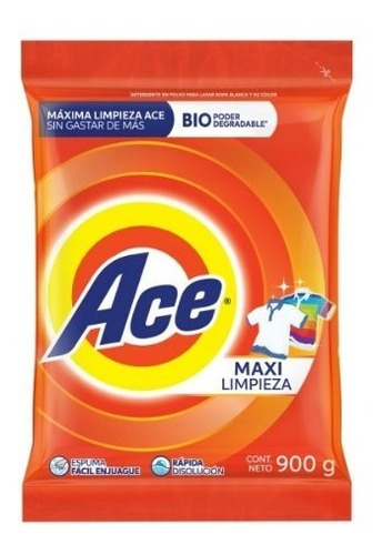 Ace Maxi Limpieza 900gr Detergente En Polvo  Biodegradable