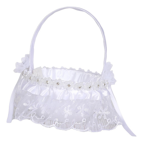 Cesta De Flores De Satén Cesta De Niña De Blancas Estilo F