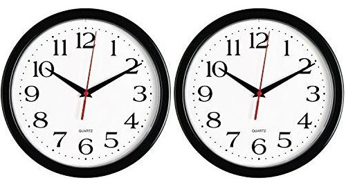 Bernhard Products Black Wall Clocks 2 Pack Silent Non Tickin