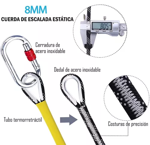 Cuerda de Escalada al Aire Libre Cuerda de Escalada Estática de 10mm de  Diámetro, Cuerda de Nylon Trenzada de Alta Resistencia, Cuerda de  Paracaídas