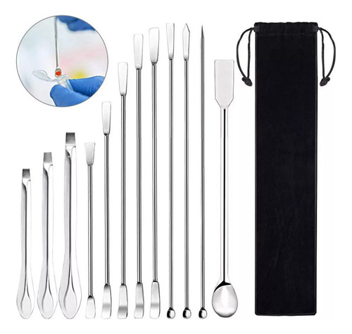 12-piece 304 Stainless Steel Laboratory Spatula,