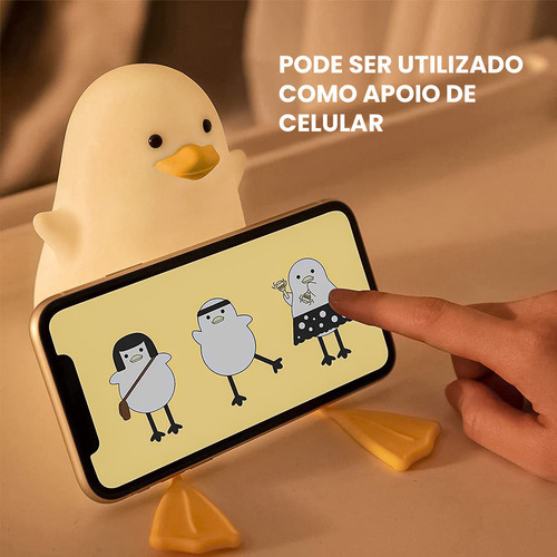 Lâmpada Noturna De Silicone Pato Luminária Touch Abajur Infantil Quarto Led Recarregável Shopthis