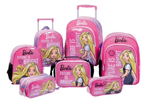 Mochila Con Carro Jardin 12 Barbie Wabro Violeta Color Fucsia Con Violeta