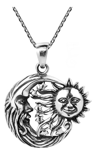 Aeravida Abrazo Celestial Sol Luna Y Estrella Collar De .925