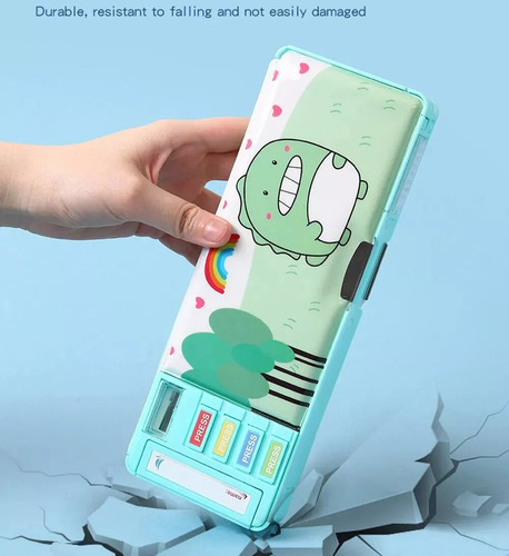 Estojo Escolar Com Botões, Divisória Retrô Automática Para C