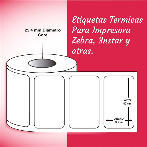 Etiquetas Autoadhesivas Térmico 40 X 22 Mm