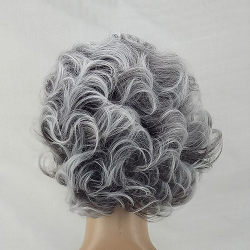 Cosplay Peluca Negra Y Blanca Corta Natural For Mujer