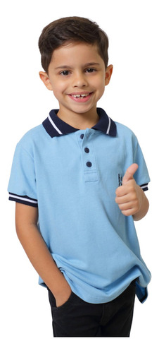 Camisa Polo Ou Body Infantil Azul Nobreza