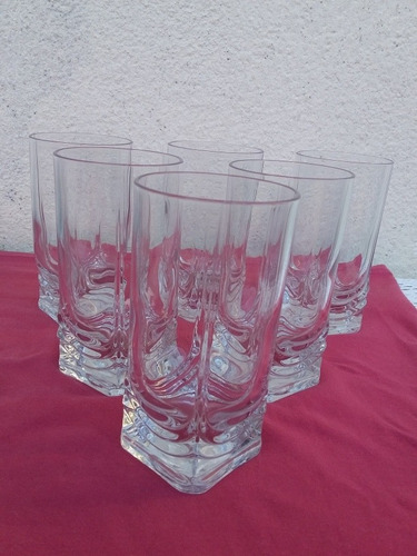 Finísimos Vasos Altos En Cristal Tallado Impecable Estado 