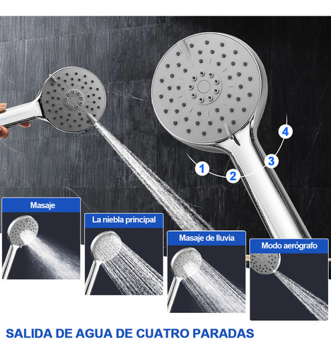 Regadera Cuadrada & Ducha Hand Hand Hand 5 Modes 25* 25 cm With 2 Free Hanchos