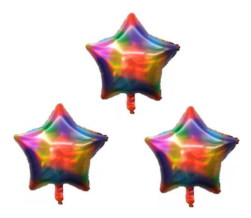 3 Globos Metalizados Estrellas Colores 45cm