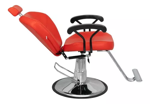  Silla reclinable hidráulica de peluquería para peluquería,  silla de corte de pelo de red roja de madera maciza retro, silla giratoria  de salón de belleza, sillas de peluquería, equipo de spa 